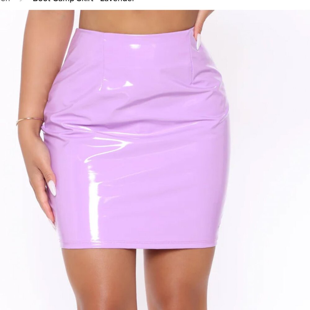Fashion Nova Boot Camp Skirt, PVC, Lavender, 1XL